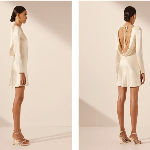 La Lune long sleeve backless mini dress - cream - Picture 2 of 3